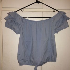 Blue tied short w/ puffy sleeves